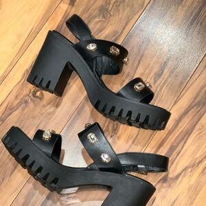 Madden Girl Sandals Black Platform Sandals, Studded Sandals 8 M Brand New